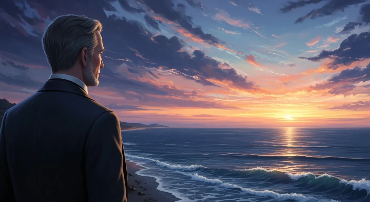 「モーリス・トンプソン (第2代ヘイヴァーシャム男爵)」「空は女の恋のようなものであり、海は男の恋のようなものである。 それぞれ下と上とで区切りに限界があることに気付かない。」の画像