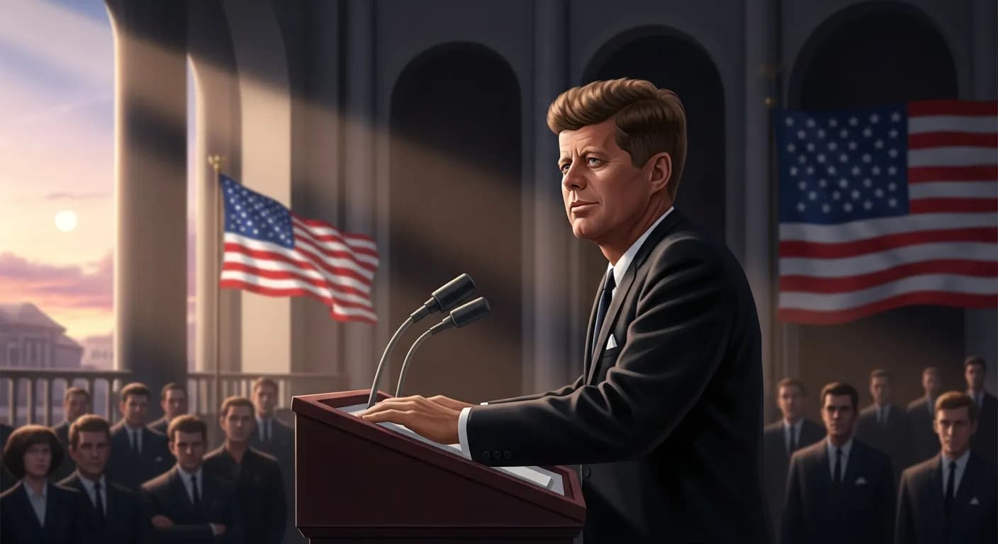 「ジョン・F・ケネディ」「人は死ぬかもしれないし、国は興亡するかもしれないが、理念は生き続ける。」の画像