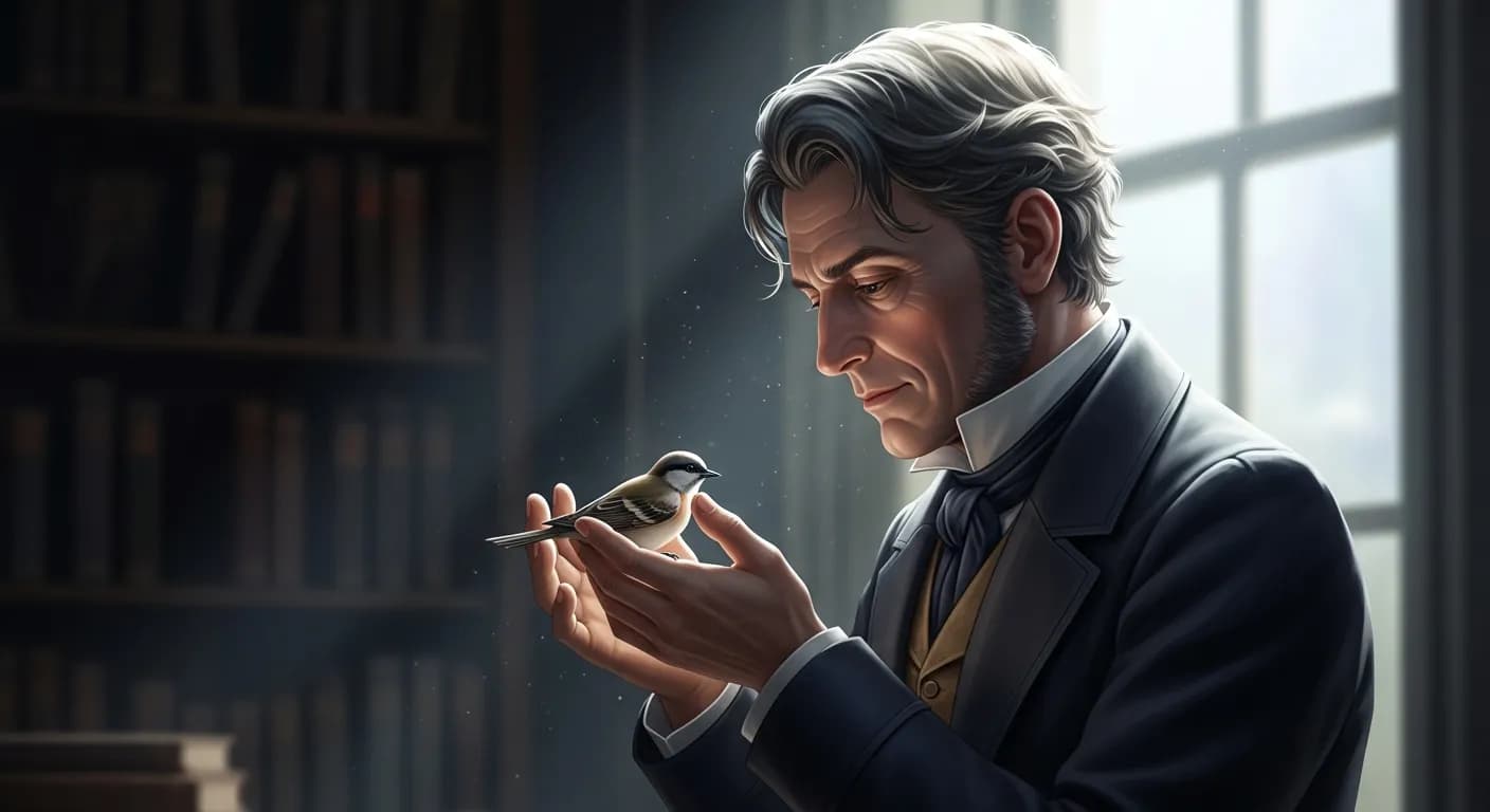 「フリードリヒ・ヘッベル」「幸福は小鳥のようにつかまえておくがいい。 できるだけそっと、ゆるやかに。 小鳥は自分が自由だと思い込んでさえいれば、 喜んでお前の手の中にとどまっているだろう。」の画像