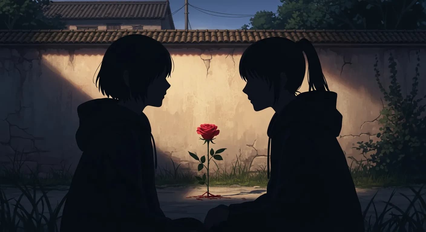 「「こんな田舎町でも何か起こるのかい」「ああ」「何が?」「バラが咲く」」の画像