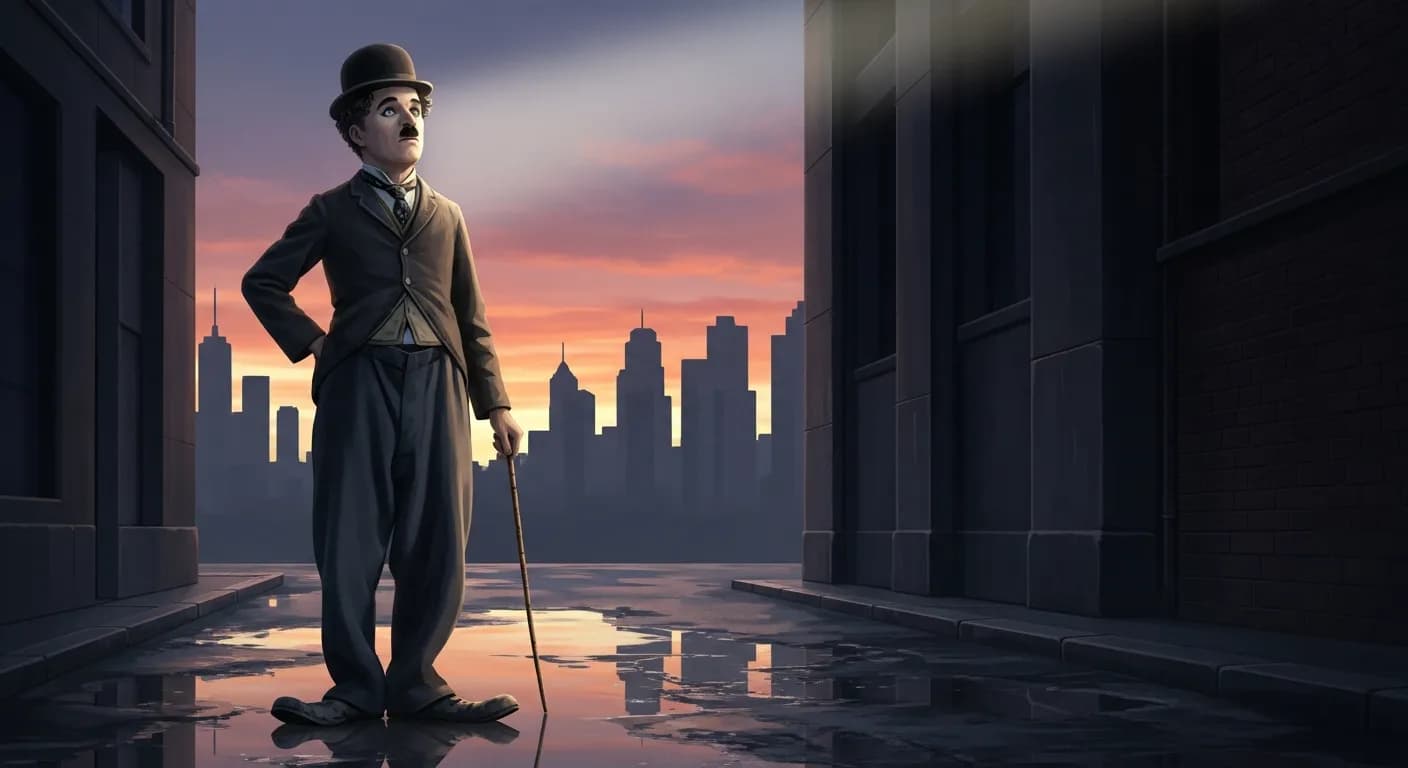 「チャールズ・チャップリン」「幸福を手にするための戦いは美しいものです。」の画像