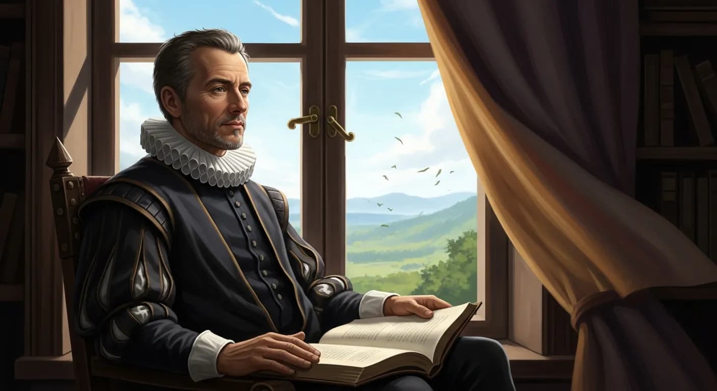 「ミシェル・ド・モンテーニュ」「孤独の生活の目的とは、もっとゆうゆうと、 もっと気ままに暮らすというただ一つであると私は信ずる。」の画像