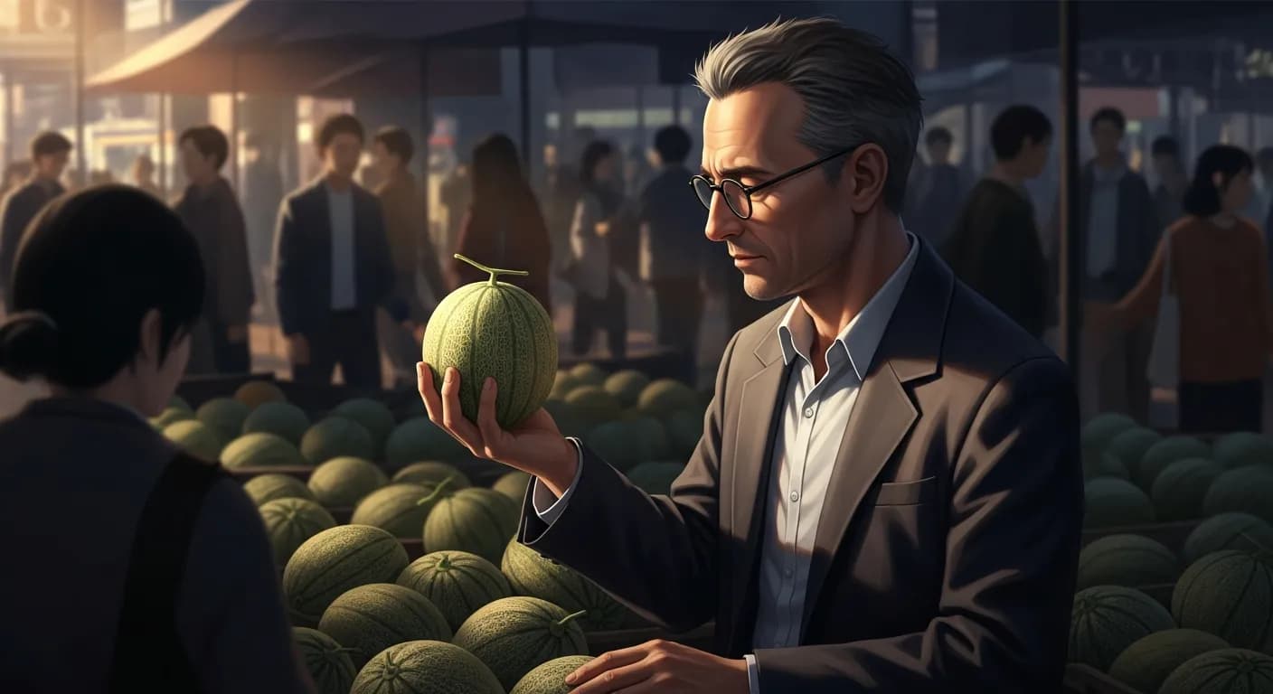 「Claude Mermet」「友人はメロンに似ている。 50個も試さなければ、いいのにめぐり合わない。」の画像