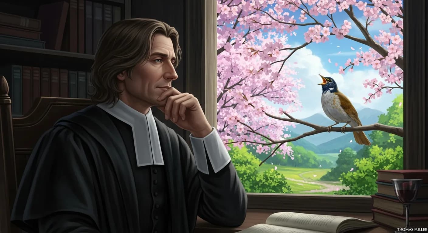 「Thomas Fuller」「結婚生活に幸福を期待しすぎて、失望しないように気をつけなさい。 ウグイスは春に2、3ヶ月だけは鳴くが、卵をかえしてしまうと、 あとはずっと鳴かないものだ。」の画像