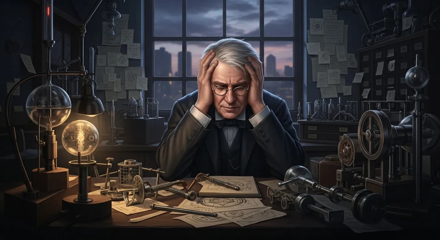 「トーマス・エジソン」「ほとんどすべての人間は、もうこれ以上アイデアを考えるのは不可能だというところまで行きつき、そこでやる気をなくしてしまう。
勝負はそこからだというのに。」の画像