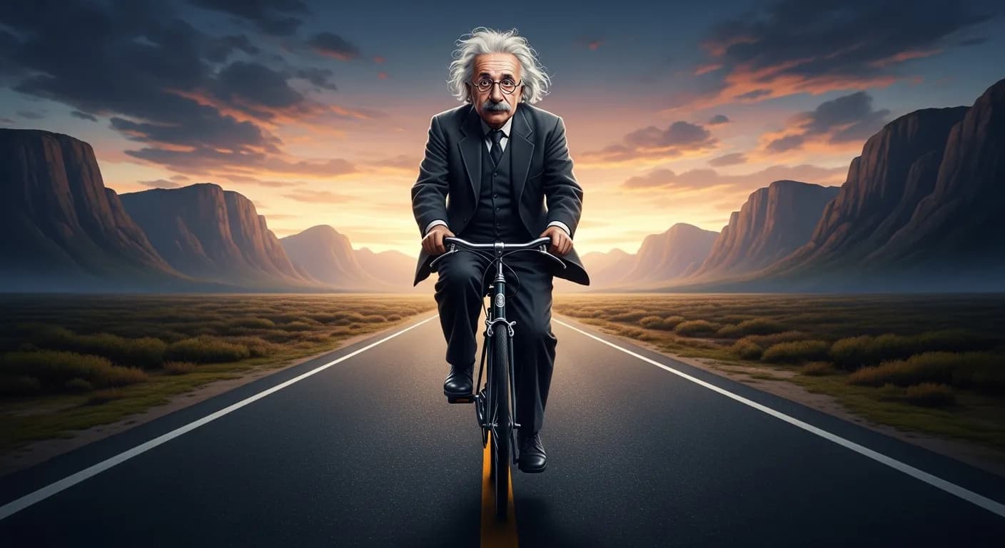 「アルベルト・アインシュタイン」「人生とは自転車のようなものだ。
倒れないようにするには走らなければならない。」の画像