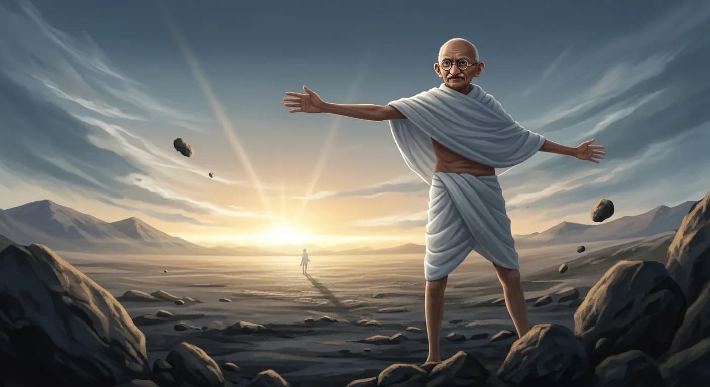 「マハトマ・ガンディー」「束縛があるからこそ、私は飛べるのだ。
悲しみがあるからこそ、私は高く舞い上がれるのだ。
逆境があるからこそ、私は走れるのだ。
涙があるからこそ、私は前に進めるのだ。」の画像