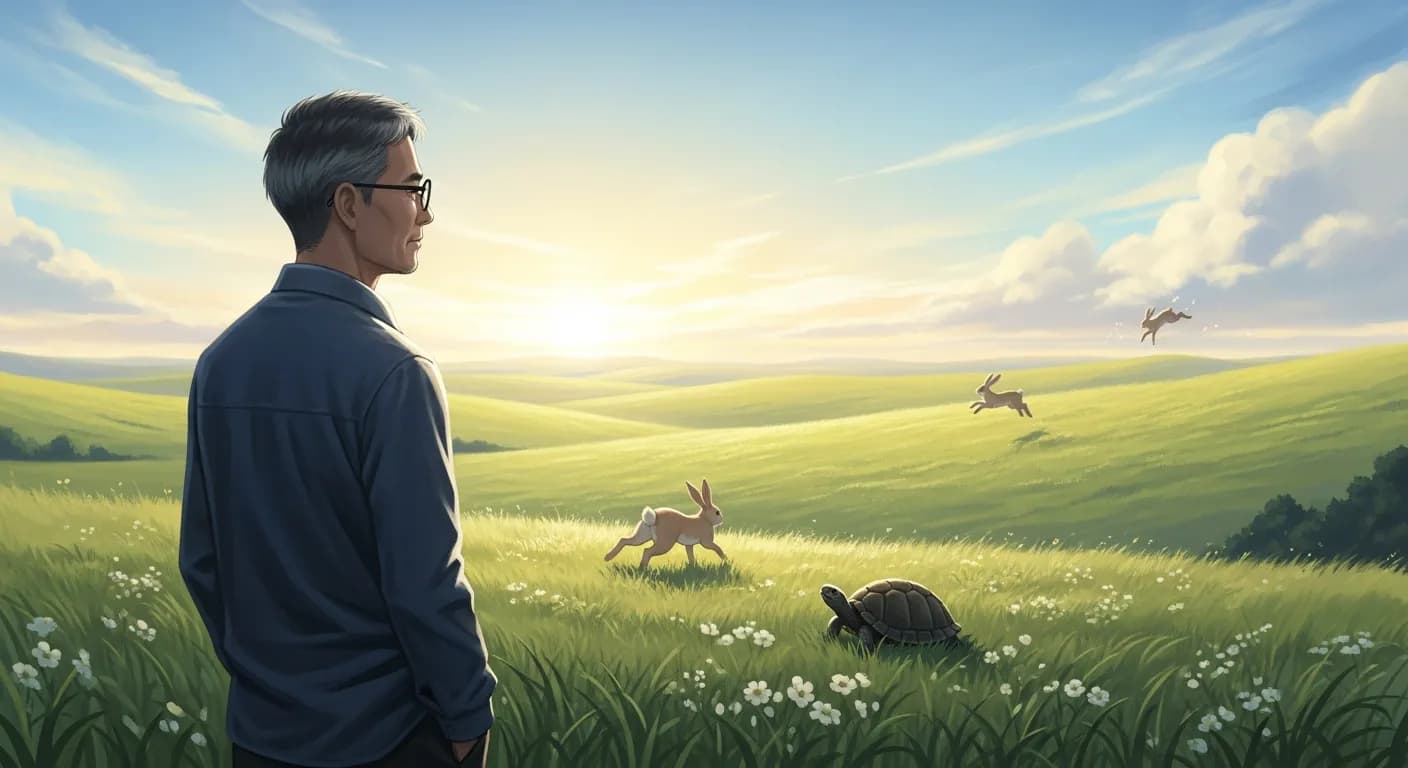 「斎藤茂太」「うさぎ型の人は、うさぎのようなペースで生きるのがいい。
うさぎのような能力を発揮するだろう。
かめ型の人は、かめのようなペースで生きるのがいい。
かめのような能力を発揮する。
世の中には、さまざまな能...」の画像