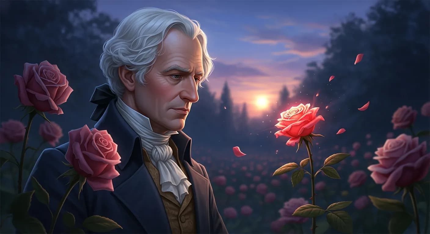 「ヨハン・ヴォルフガング・フォン・ゲーテ」「バラの季節過ぎたる今にして初めて知る、バラのつぼみの何たるかを。
遅れ咲きの茎に輝けるただ一輪、千紫万紅をつぐないて余れり。」の画像