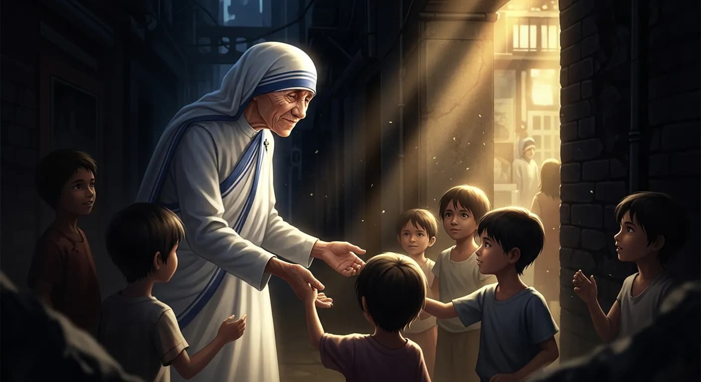 「マザー・テレサ」「一切れのパンではなく、多くの人は愛に、小さなほほえみに飢えているのです。」の画像