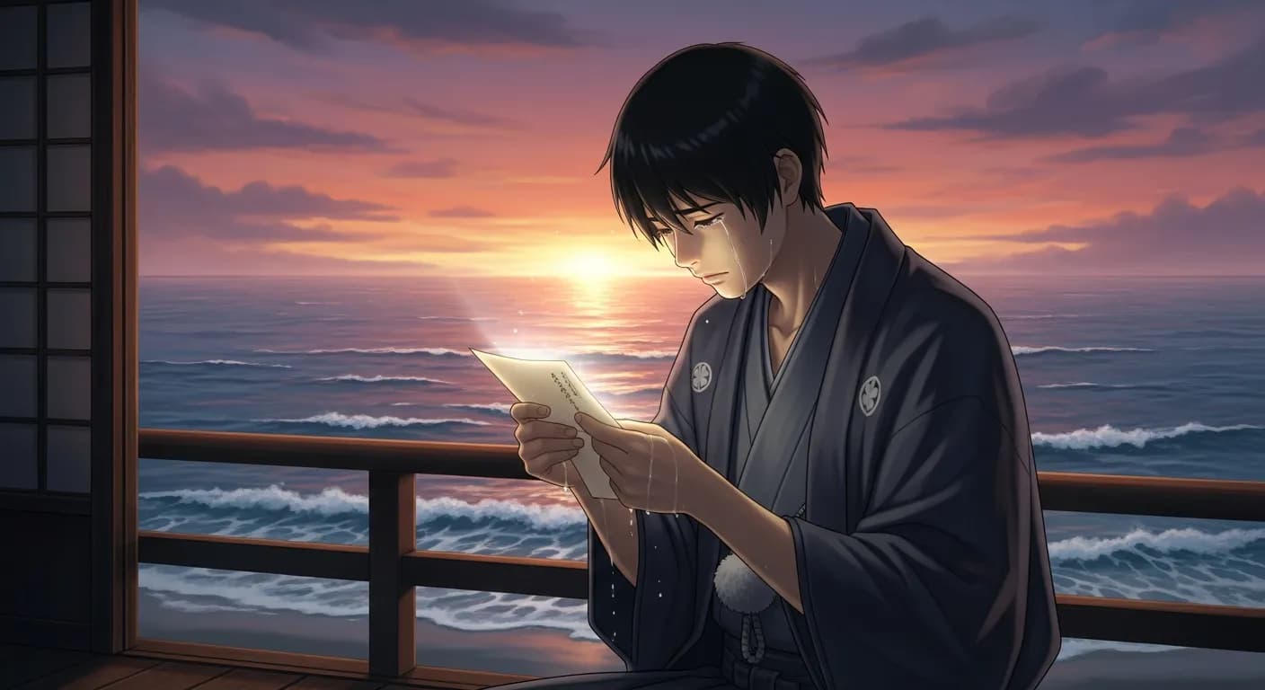 「坂本龍馬」「文(ふみ)開く衣の袖は濡れにけり
海より深き君が美心(まごころ)」の画像