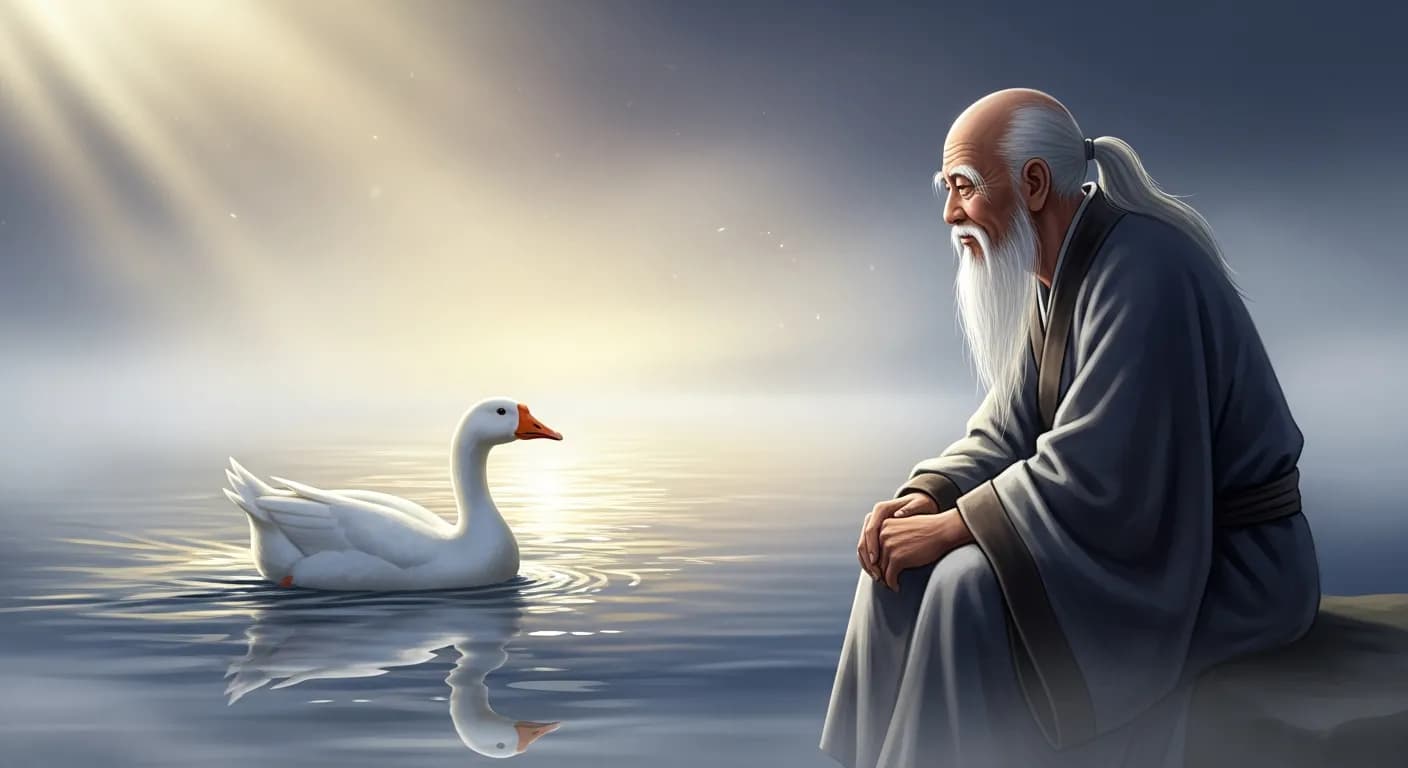 「老子」「白雁は白くなるために水浴びする必要はない。
あなたも自分自身でいること以外に何もする必要はない。」の画像