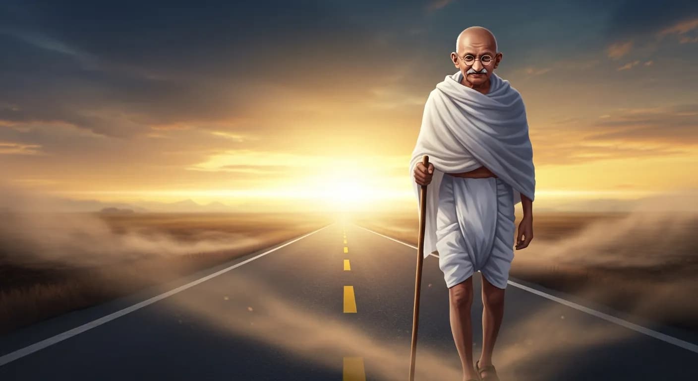 「マハトマ・ガンディー」「私の生き様が、私のメッセージである。」の画像