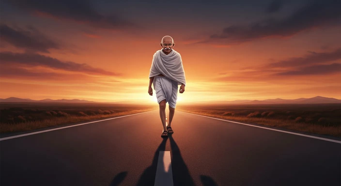 「マハトマ・ガンディー」「強さとは、身体能力ではなく、不屈の精神から生まれるものだ。」の画像