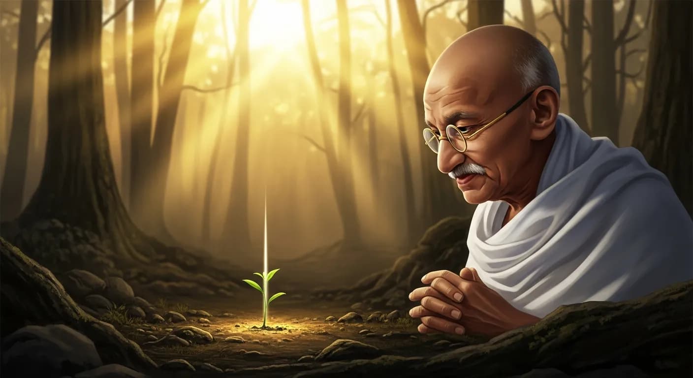 「マハトマ・ガンディー」「私は固く信じている。
すべての善の行動は、最後は必ず実を結ぶ。 」の画像