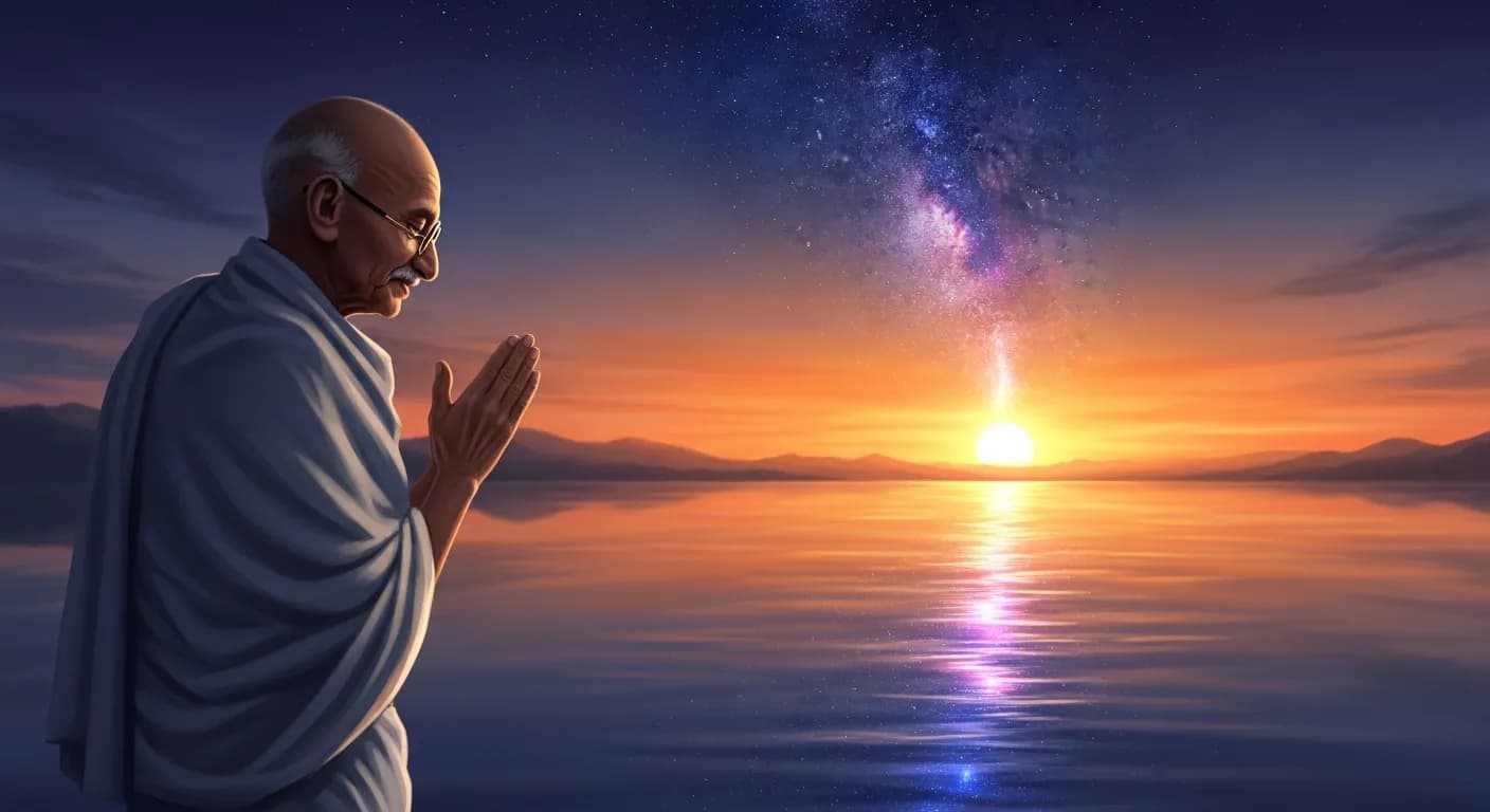 「マハトマ・ガンディー」「毎晩眠りにつくたびに、私は死ぬ。
そして翌朝目をさますとき、生まれ変わる。」の画像