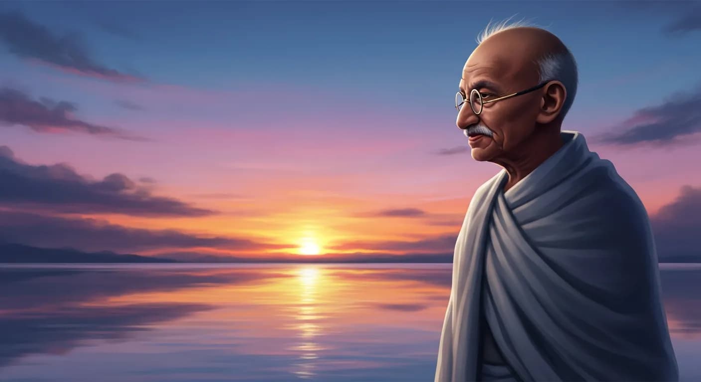 「マハトマ・ガンディー」「人間はその人の思考の産物にすぎない。
人は思っている通りになる。」の画像