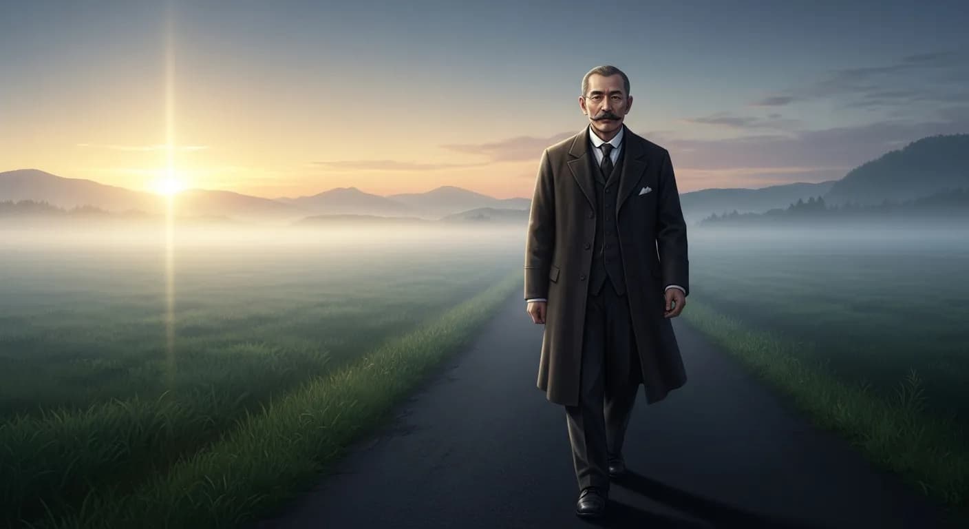 「夏目漱石」「あせってはいけません。
ただ、牛のように、図々しく進んで行くのが大事です。」の画像