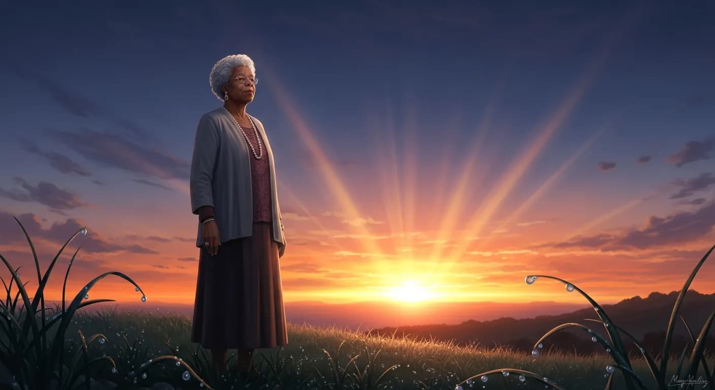 「マヤ・アンジェロウ」「沈まない太陽はない。
しかし陽はまた昇り、夜明けをもたらす。」の画像