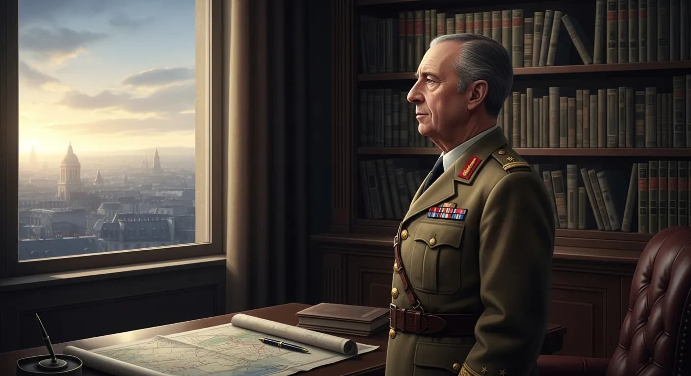 「シャルル・ド・ゴール」「偉大なことは、 偉大な人間がいなければ決して達成されない。 そして、 人間は偉大になろうと決意して初めて偉大になれるのだ。」の画像