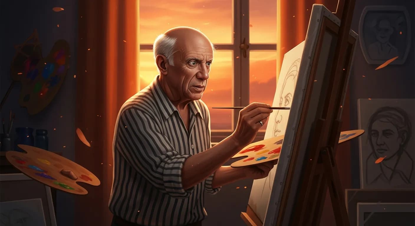 「パブロ・ピカソ」「女の顔はキャンバスだ。
毎日女は少しだけ若い自画像をそこに描いている。」の画像