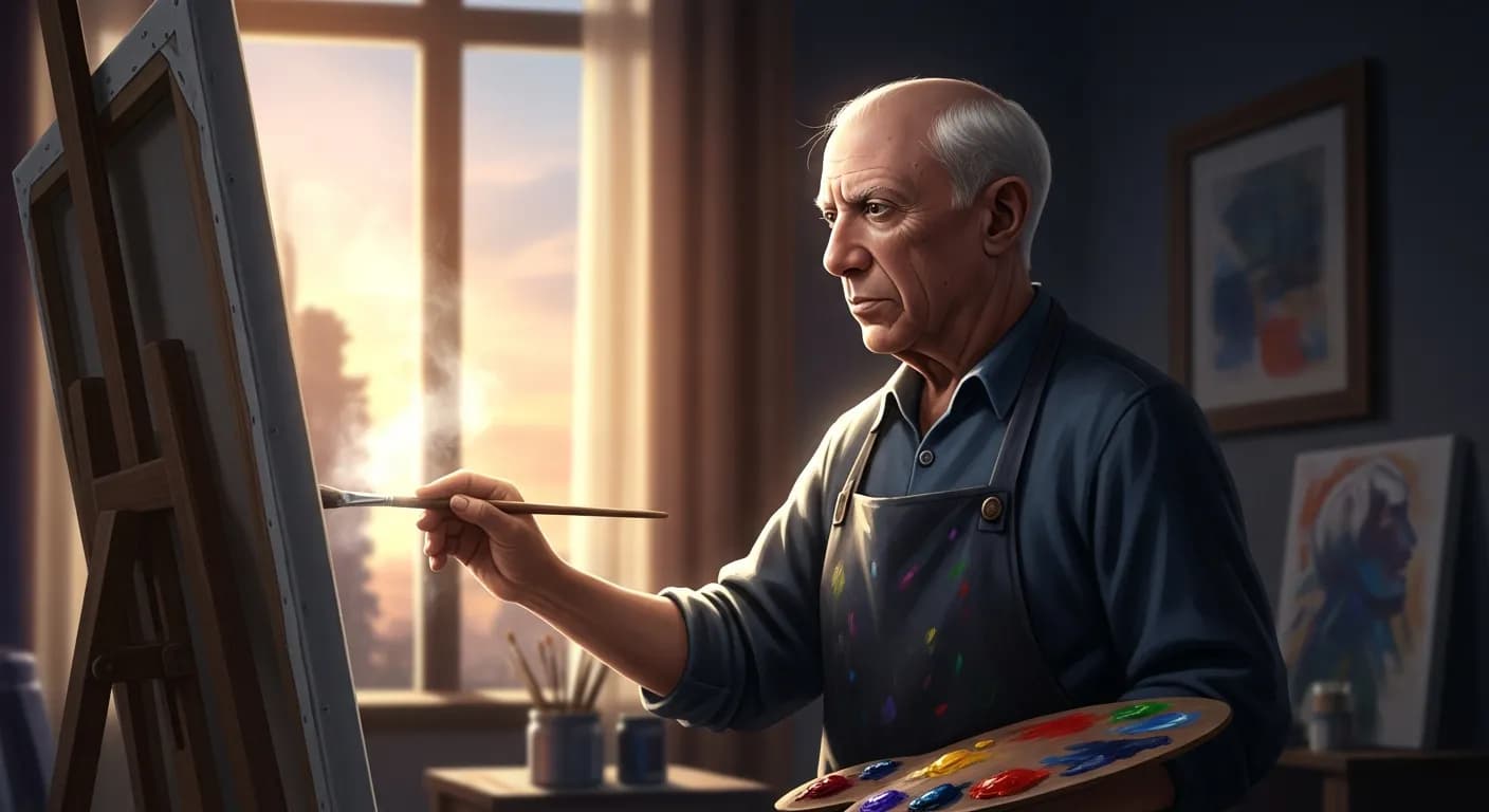 「パブロ・ピカソ」「優秀な芸術家は模倣し、偉大な芸術家は盗む。」の画像