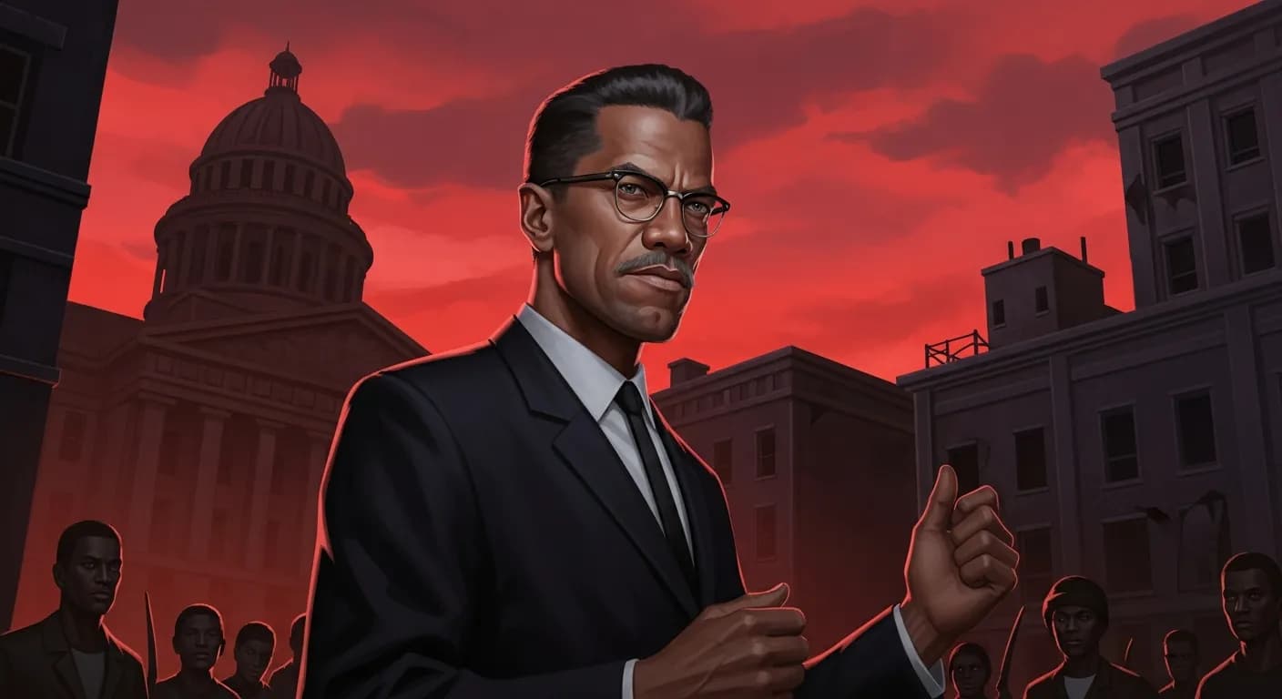 「マルコム・X」「この国では、黒人への弾圧、搾取、汚職が職務だ。
この政府は、ニグロを見捨てた。」の画像