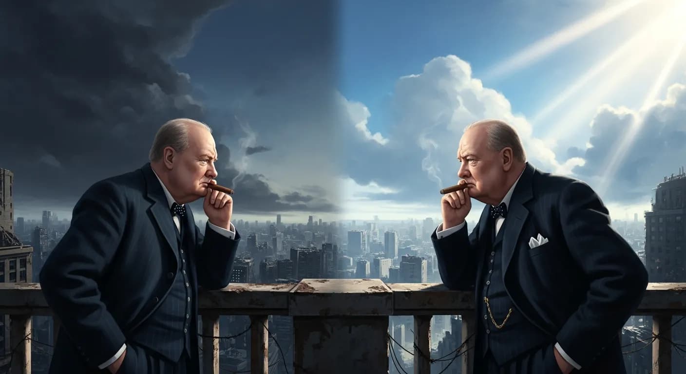 「ウィンストン・チャーチル」「悲観主義者はあらゆる機会の中に問題を見いだす。
楽観主義者はあらゆる問題の中に機会を見いだす。」の画像