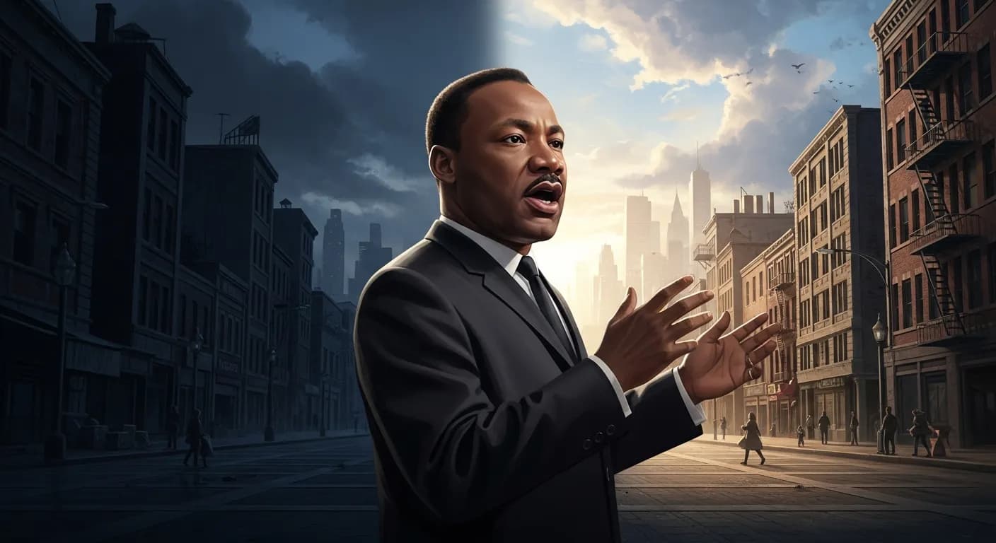 「マーティン・ルーサー・キング・ジュニア」「どこにおける不正であっても、あらゆるところの公正への脅威となる。」の画像