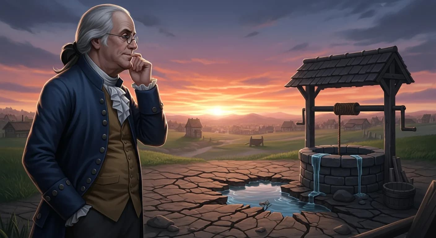 「ベンジャミン・フランクリン」「井戸が干上がってはじめて、人は水の価値を理解する。」の画像