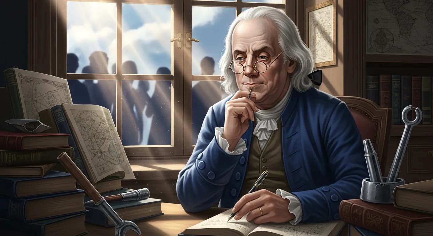 「ベンジャミン・フランクリン」「経験というのは、莫大なお金に匹敵する価値がある。
ただ、ほとんどの人が、その経験を学びに使わない。」の画像