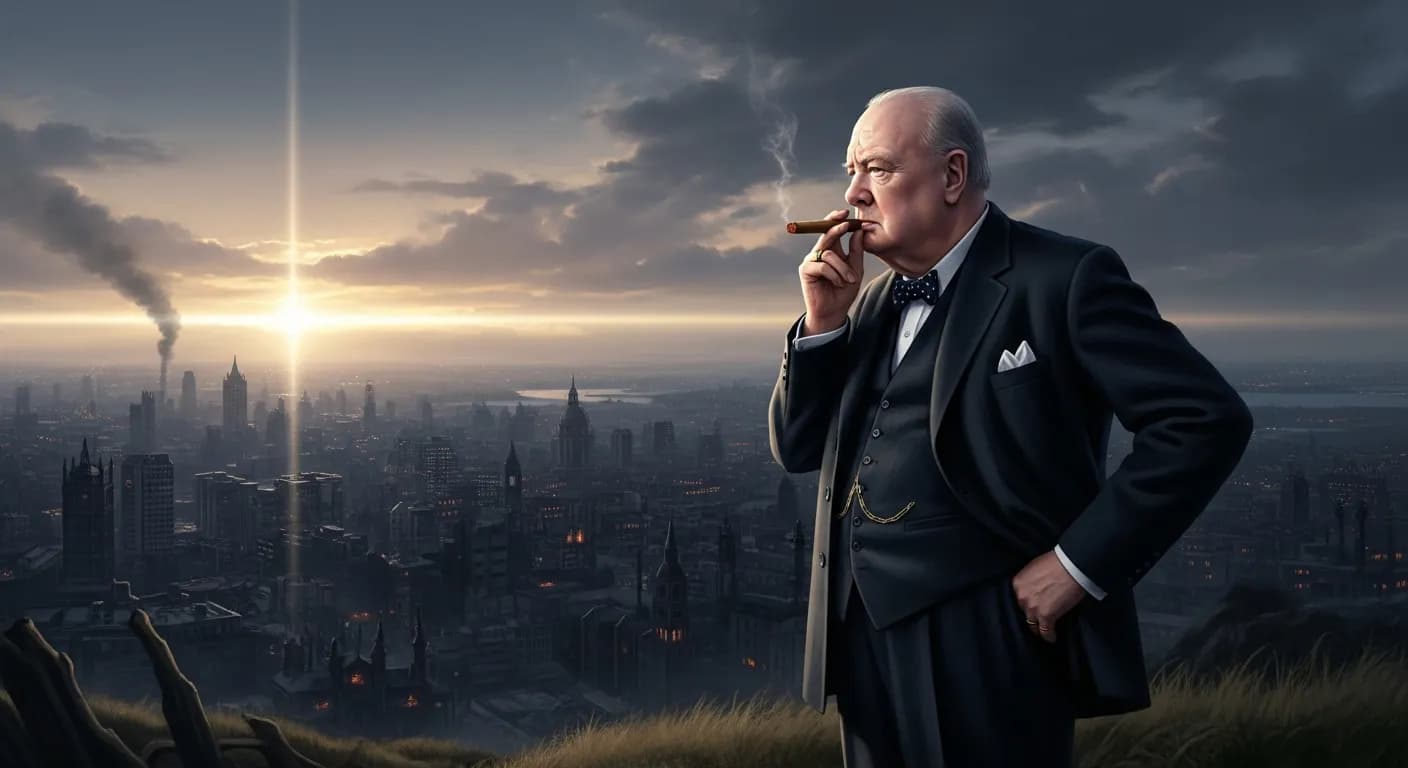 「ウィンストン・チャーチル」「私は楽観主義者だ。
それ以外のものであることは、あまり役に立たないようだ。」の画像