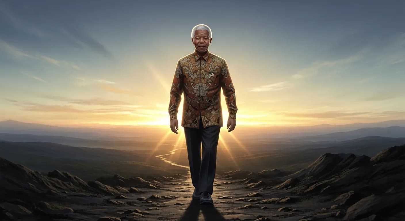 「ネルソン・マンデラ」「楽観的であるということは、顔を常に太陽へ向け、足を常に前へ踏み出すことである。」の画像