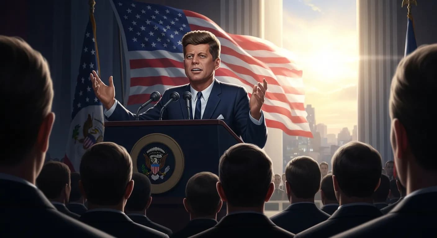 「ジョン・F・ケネディ」「国があなたのために何をしてくれるのかを問うのではなく、あなたが国のために何を成すことができるのかを問うて欲しい。」の画像