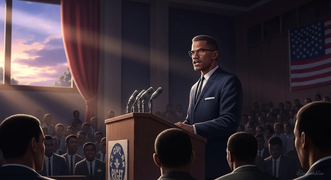 「マルコム・X」「人種差別こそ我々が直面させられているものだった。
このことは宗教を越えた問題である。」の画像