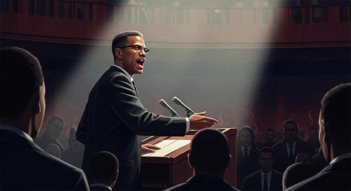 「マルコム・X」「公民権というのは、アンクル・サムに正しく扱ってくれとお願いすることだ。
人権というものはあなた方が持って生まれたもの、神に与えられたものだ。」の画像