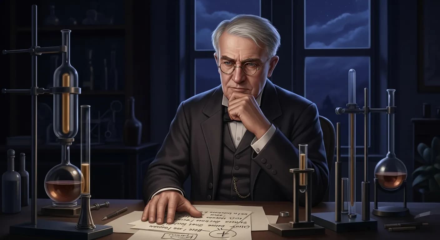 「トーマス・エジソン」「最初のひらめきが良くなければ、いくら努力してもダメだ。
ただ努力だけという人は、エネルギーを無駄にしているにすぎない。」の画像