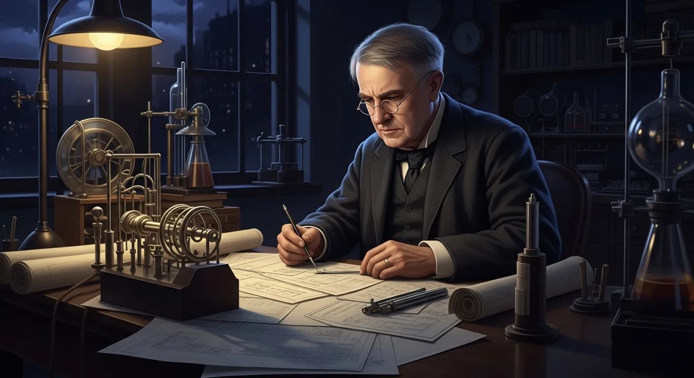 「トーマス・エジソン」「自分は毎日、18時間働くことにしている。」の画像