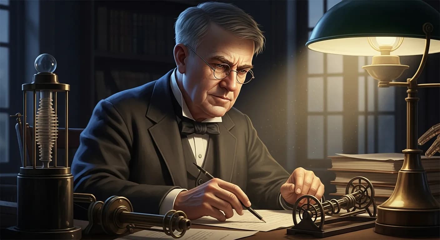 「トーマス・エジソン」「朝7時に起き、夜11時に就寝すれば、たっぷり16時間ある。
大抵の人は一日中なにか仕事をしている。
ただ一つ違うのは、彼らの仕事は非常に多岐にわたり、私はたった一つの仕事に全てのエネルギーを集中する点...」の画像