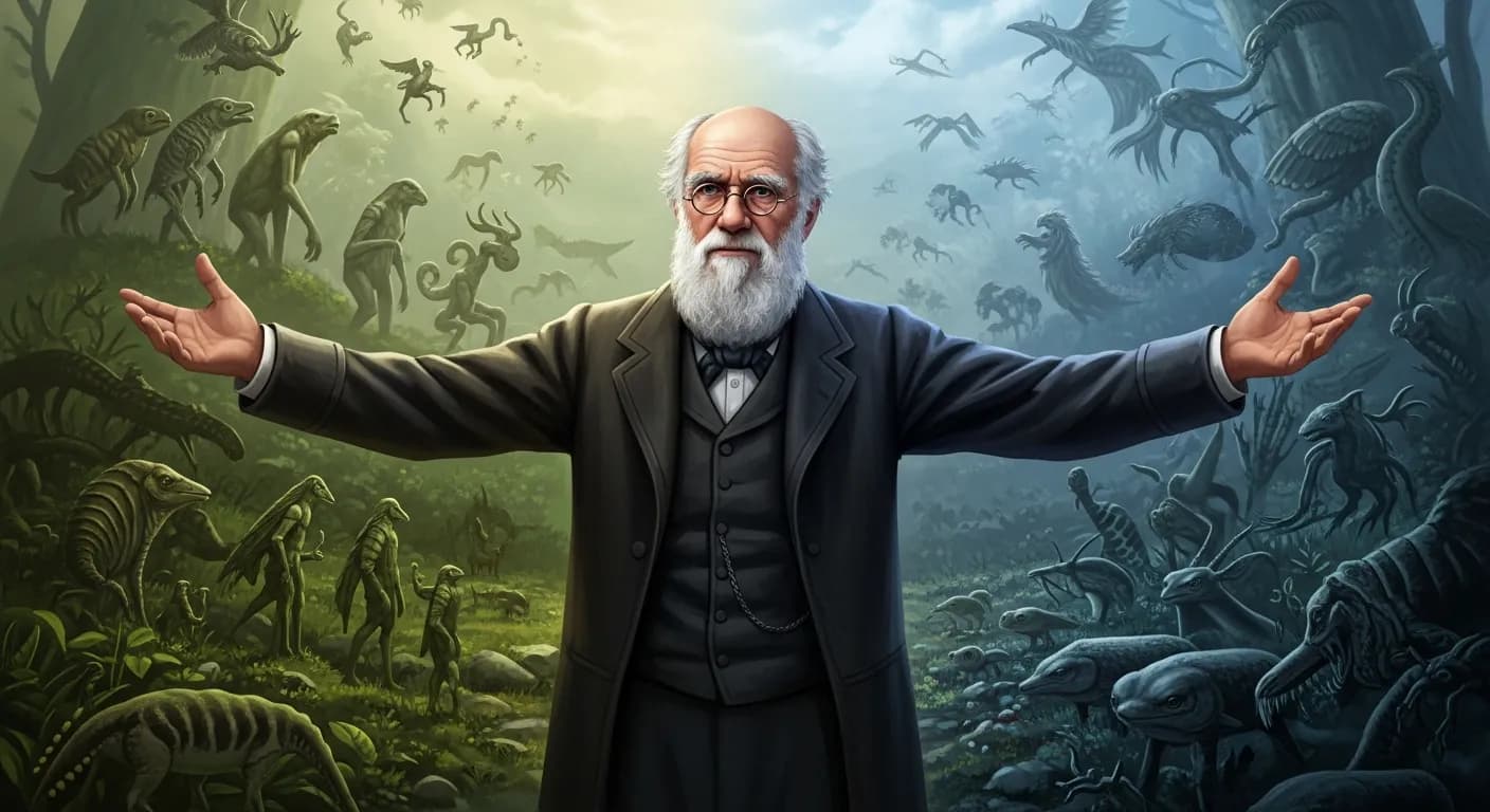 「チャールズ・ダーウィン」「有利な個々の変異を保存し、不利な変異を絶滅すること。
– これが自然淘汰である。」の画像