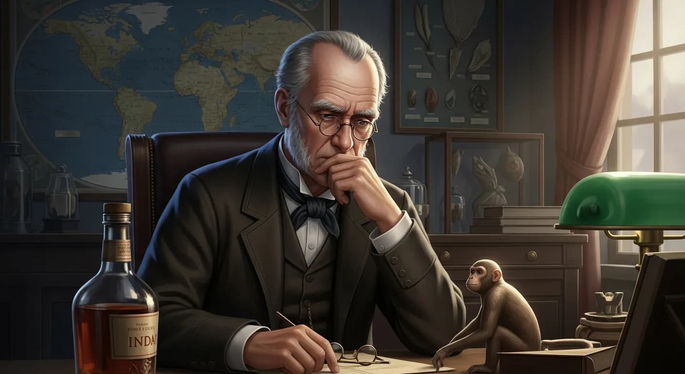 「チャールズ・ダーウィン」「ブランデーを飲んで酔っ払ったことのあるアメリカザルは、もう二度とそれに手をつけようとはしない。
人間よりはるかに頭がいいということだ。」の画像