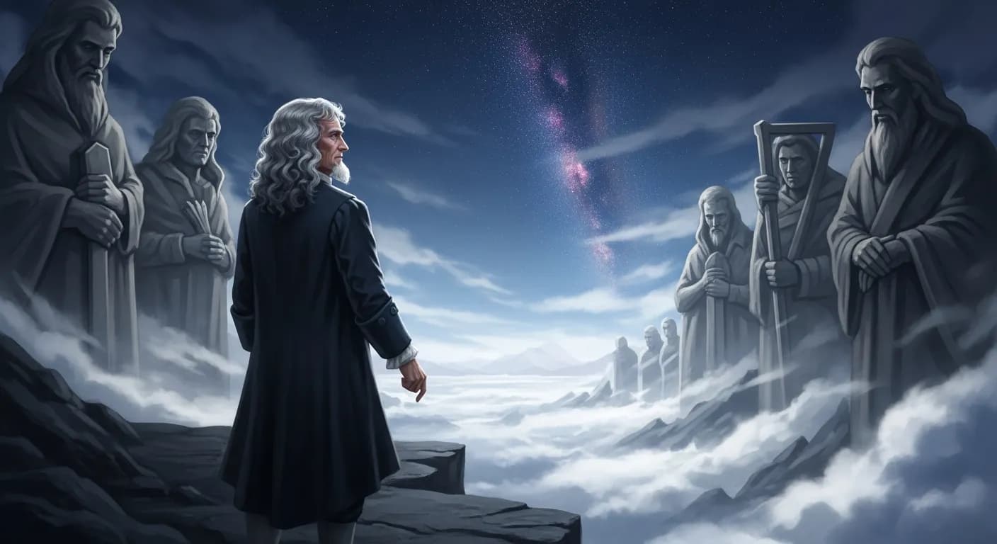 「アイザック・ニュートン」「私が遠くを見ることができたのは、巨人たちの肩に乗っていたからです。」の画像