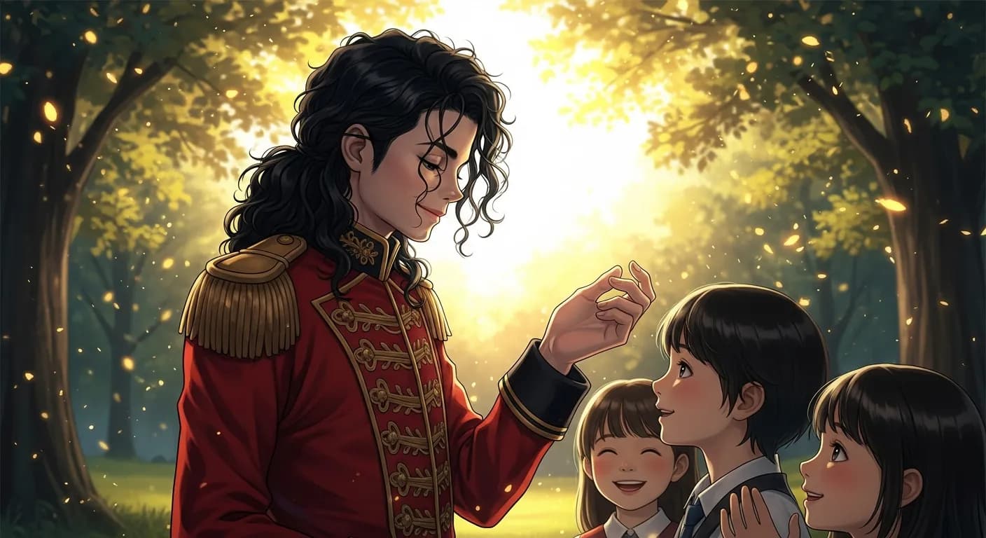 「マイケル・ジャクソン」「子供達を見るとき、そこに神様の顔がみえる。
だから僕は子供達が大好きなんだ。
それこそが僕が見てるものなんだ。」の画像