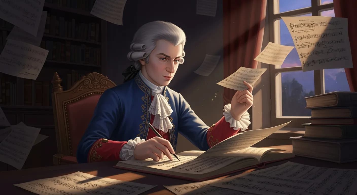 「ヴォルフガング・アマデウス・モーツァルト」「本当にわたしは怠けることが嫌いで、働くことが好きなんだ。」の画像