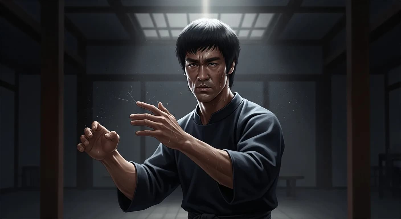 「ブルース・リー」「成功する戦士は、レーザーのような集中力を身につけた、ごく普通の人間である。」の画像