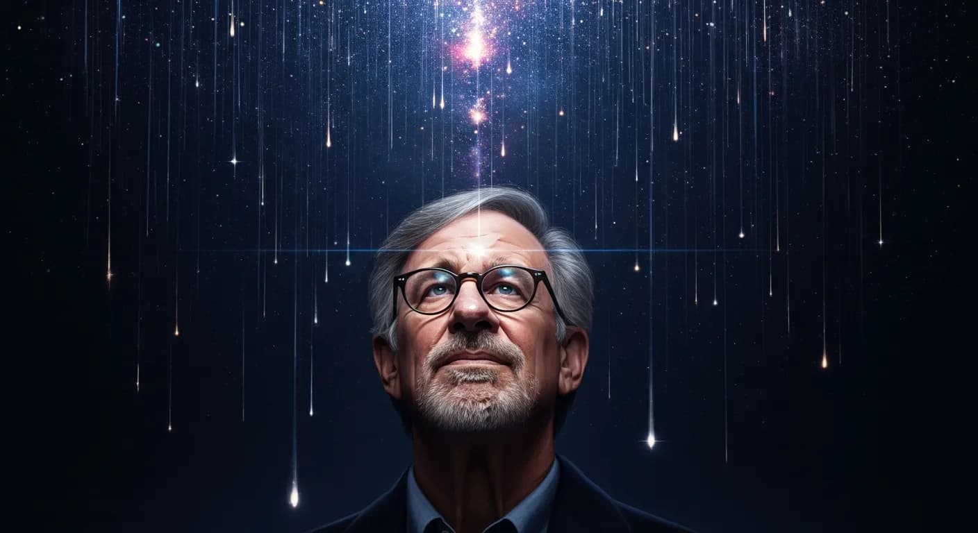 「スティーヴン・スピルバーグ」「月に一度、空が僕の頭に降り落ちる。
正気に戻った時、作りたい映画が見えるんだ。」の画像