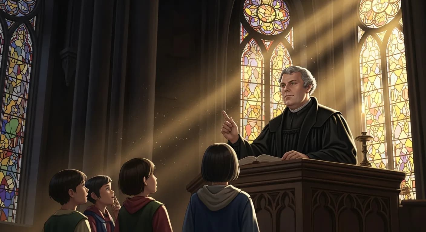 「マルティン・ルター」「私は話すとき、自分を最も低く引き降ろす。
聴衆のうちインテリを見ないで、子供を見て話をする。」の画像