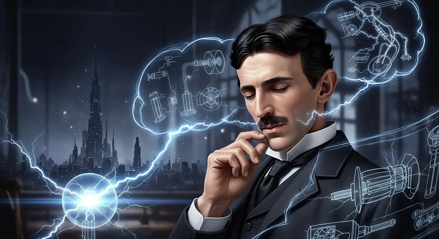 「ニコラ・テスラ」「わたしの手法は違う。
わたしは性急に実際の作業を進めることはない。
アイデアが浮かんだら、まず想像の中でそれを構築する。
構造を変え、改良を加え、そして発明品を完全に頭の中で動かすのだ。」の画像