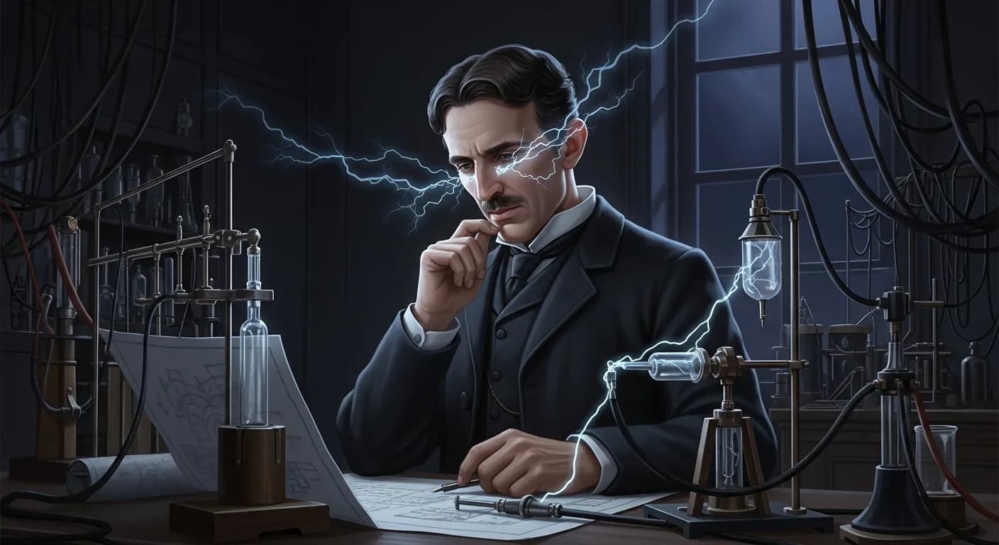 「ニコラ・テスラ」「今日の科学者は明瞭に考える代わりに深く考える。
人は明瞭に考えるために正気でいなければならない。
しかし、深く考えて完全に正気を失うこともある。」の画像