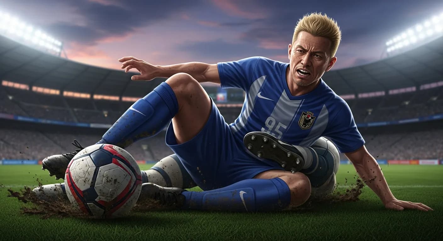 「本田圭佑」「基本的に小さいころからサッカーは倒れたら負けというつもりでやってきた。
あそこはうまく倒れて、PKをもらう選手がうまい選手だとしたら、おれはいい選手ではない。」の画像